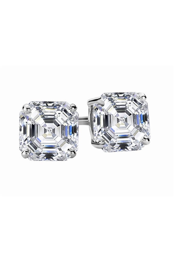 1 to 5 Carat IGI Certified LAB GROWN Asscher Cut Diamond Earrings 4 Prong Push Back Ultra Premium Collection (E-F Color, SI1-SI2 Clarity) 14K White Gold 1 Carat