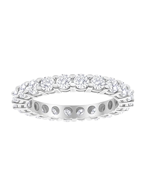 1 to 5 Carat IGI Certified Round LAB GROWN Diamond Ladies Eternity Wedding Anniversary Stackable Ring Band (E-F Color VS2-SI1 Clarity) Platinum 1 Carat Size: 7
