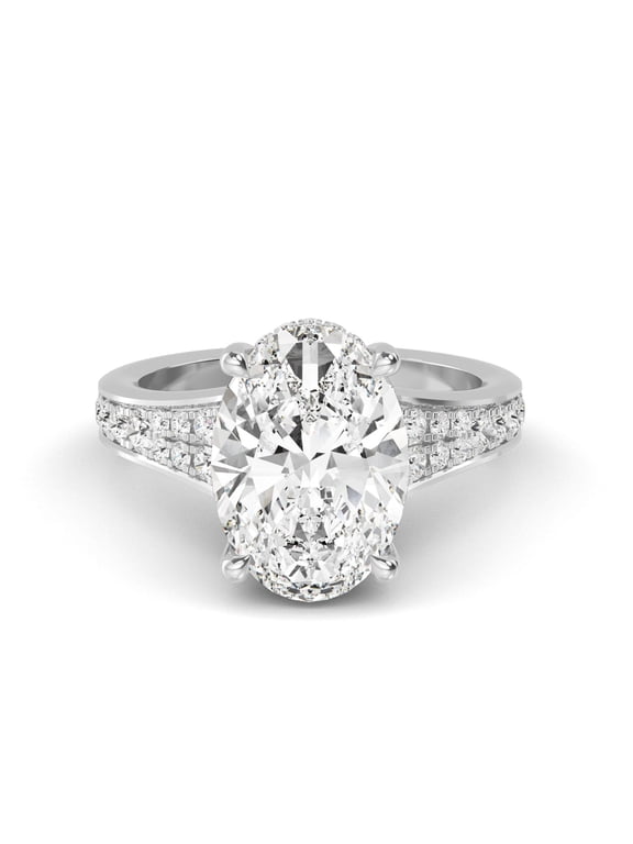 1 to 5 Carat Oval Shape LAB GROWN Diamond Vintage Engagement Ring Wedding Ring for Women (Color D-E Clarity VS1-VS2) Platinum 1 Carat Size-5