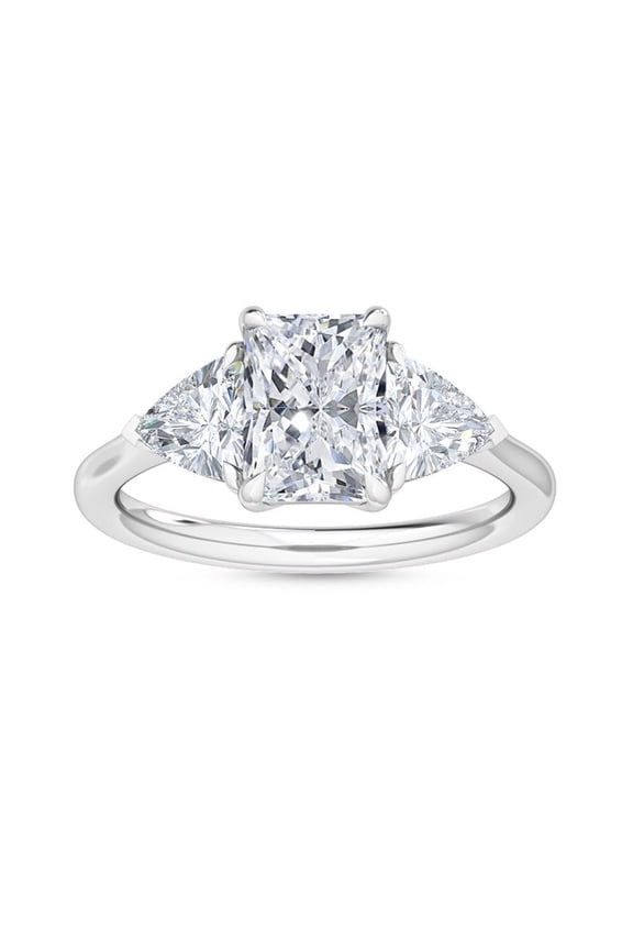 1 to 5 Carat (ctw) Radiant,Trilliant Cut LAB GROWN Diamond Three Stone Engagement Ring (Color D-E Clarity VS1-VS2) Platinum 1 Carat Size-4