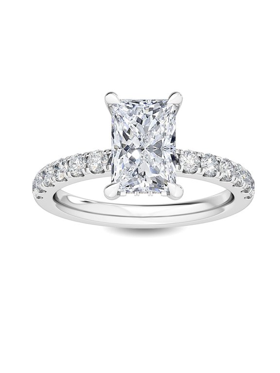 1-5 Carat (ctw) White Gold Radiant Cut LAB GROWN Diamond Hidden Halo Engagement Ring (Color D-E, Clarity VS1-VS2) Radiant Shape 4 Carat Size: 4