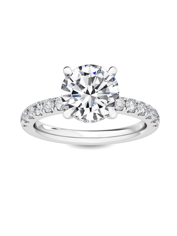 1-5 Carat (ctw) White Gold Radiant Cut LAB GROWN Diamond Hidden Halo Engagement Ring (Color D-E, Clarity VS1-VS2) Round Shape 1 Carat Size: 7