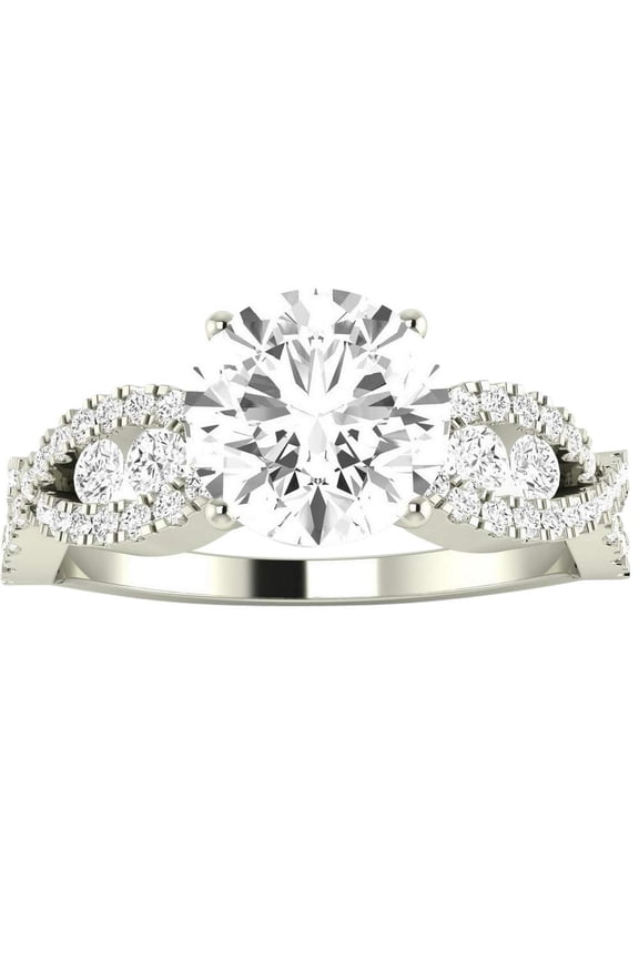 1.6 CTW Round Cut Designer Twisting Eternity Channel Set Four Prong Diamond Engagement Ring, K Color I2 Clarity, 1 Ct Center Platinum Size-4