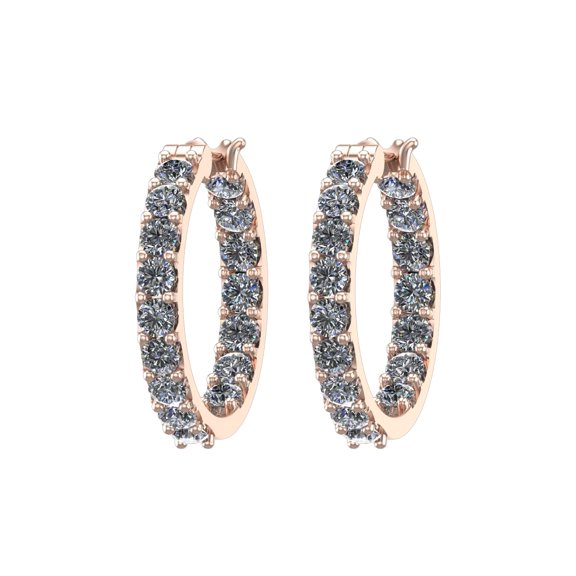 Houston Diamond District 1-6 Carat Inside Outside Diamond Huggies Hoop LAB GROWN Diamond Earrings Oval Shape Ultra Premium Collection (D-E Color, VS1-VS2 Clarity) 14K Rose Gold 1 Carat