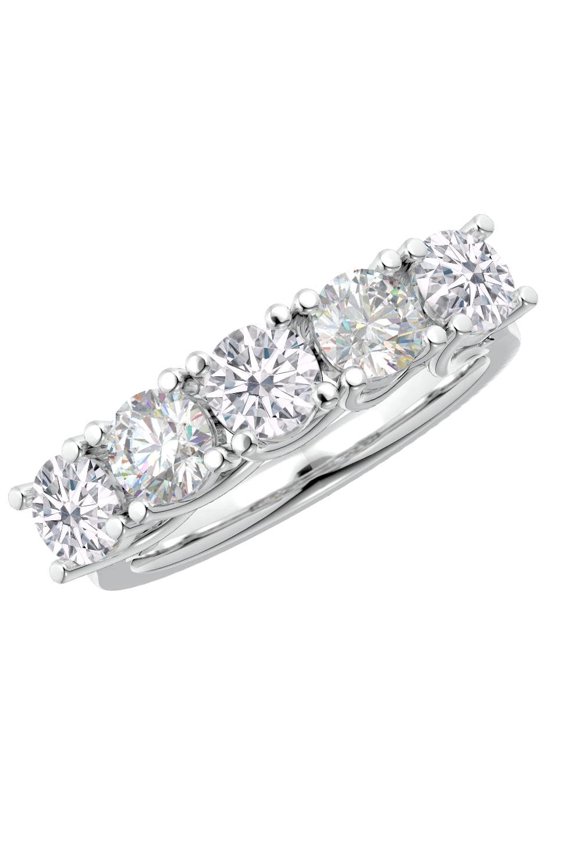 1 to 6 Carat Round 14K White Gold LAB GROWN Gemstone and LAB GROWN Diamond Wedding Band (AAAA Heirloom Quality) Diamond 1 Carat Size-6