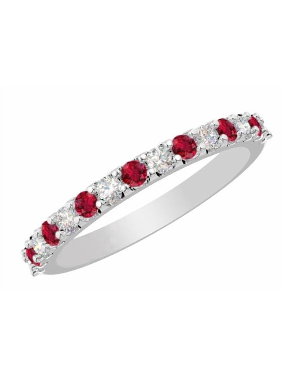 1-6 Carat Round LAB GROWN Gemstone and LAB GROWN Diamond Wedding Band (AAAA Heirloom Quality) Ruby 5 Carat Size-9.5