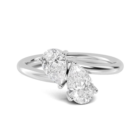 Houston Diamond District 1 to 8 Carat Toi Et Moi Diamond Ring Pear Cut LAB GROWN Diamond Stackable Ring (Color H-I Clarity VS1-VS2) Platinum 1 Carat Size-8