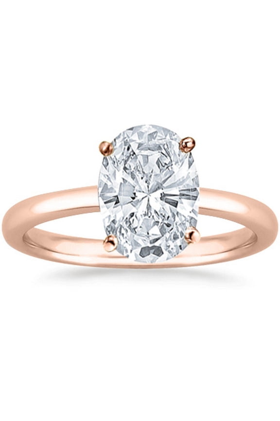 1 Carat Oval Cut Solitaire Diamond Engagement Ring (I Color VS2-SI1 Clarity) Rose Gold Size: 7.5