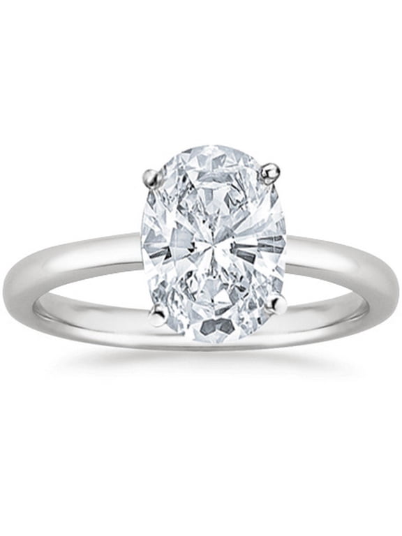 1 Carat Oval Cut Solitaire Diamond Engagement Ring (I Color VS2-SI1 Clarity) White Gold Size: 4
