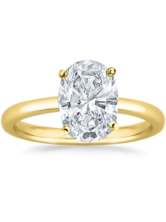 1 Carat Oval Cut Solitaire Diamond Engagement Ring (I Color VS2-SI1 Clarity) Yellow Gold Size: 4