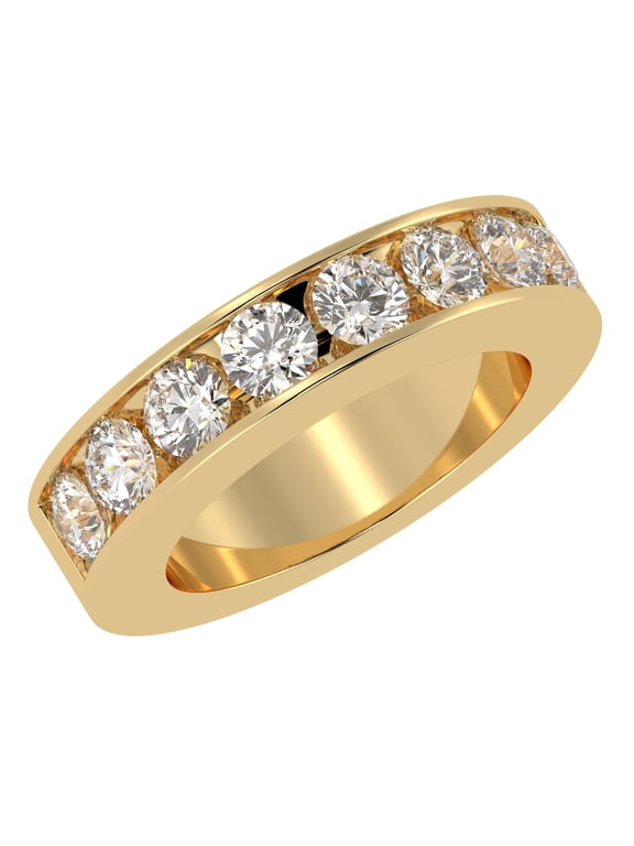 1 Carat Round Diamond Ladies Channel Set Half-Way Semi-Eternity Wedding Anniversary Stackable Ring Band Luxury Collection (H-I Color VS1-VS2 Clarity) 14K Yellow Gold Size: 6