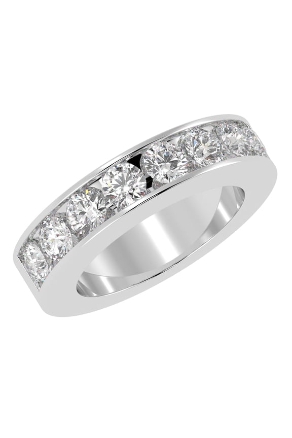 1 Carat Round Diamond Ladies Channel Set Half-Way Semi-Eternity Wedding Anniversary Stackable Ring Band Value Collection 14K White Gold Size: 7