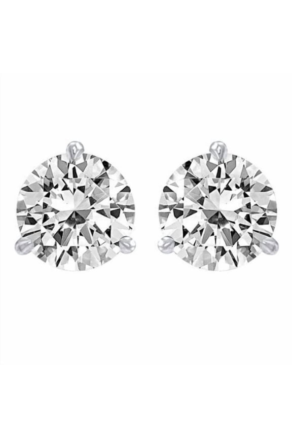1 Carat Solitaire Diamond Stud Earrings for Women Round Brilliant Shape 3 Prong Screw Back (J-K Color, VS2-SI1 Clarity) Platinum