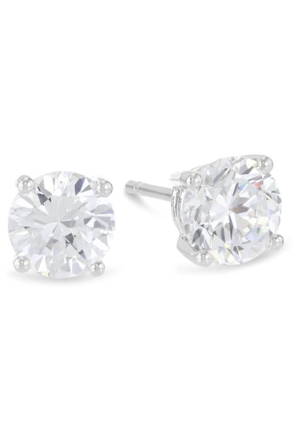 1 Carat Solitaire Diamond Stud Earrings for Women Round Brilliant Shape 4 Prong Push Back (L-M Color, I1-I2 Clarity) 14K White Gold 1.01 Carat