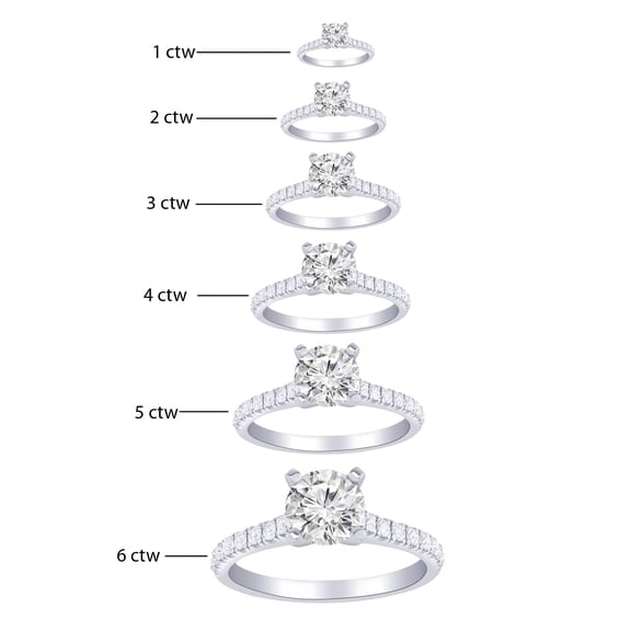 Houston Diamond District 1 Carat t.w. NATURAL Round Cut Diamond Prong Set Solitaire Diamond Engagement Ring Band (D-E Color VS1-VS2 Clarity) 14K White Gold Size: 4