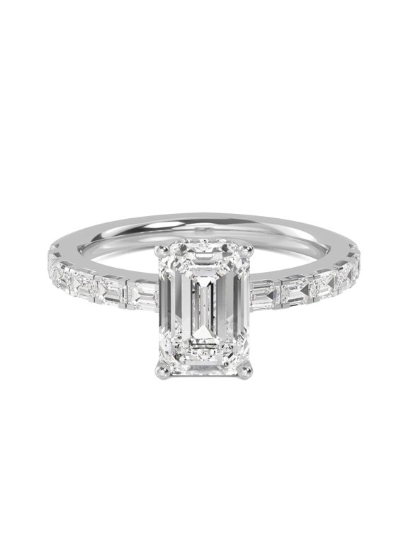 1 to 5 Carat Emerald Round Cut LAB GROWN Diamond Halo Engagement Ring (Color E-F Clarity VS1-VS2) Platinum 1 Carat Size: 9