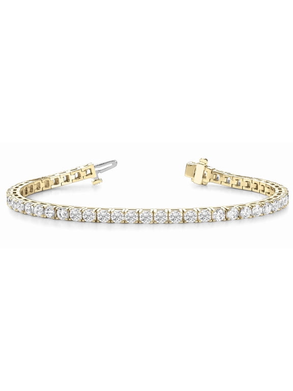 2 to 20 Carat Classic LAB GROWN Diamond Tennis Bracelet 4 Prong Ultra Premium Collection (D-E Color VS1-VS2 Clarity) 14K Yellow Gold 7 Inches 2 Carat