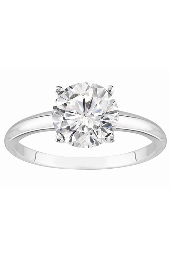2.5 Carat Lab Grown 4 Prong Solitaire Round Cut IGI CERTIFIED Diamond Engagement Ring (H-I Color VS1-VS2 Clarity) Platinum Size: 4