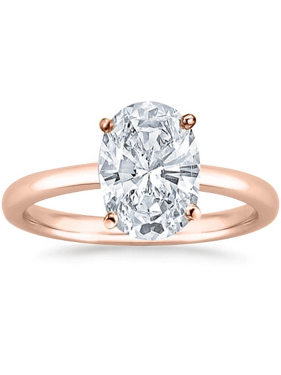 2.5 Carat Lab Grown Solitaire Oval Cut IGI CERTIFIED Diamond Engagement Ring (H-I Color VS1-VS2 Clarity) 18K Rose Gold Size-6