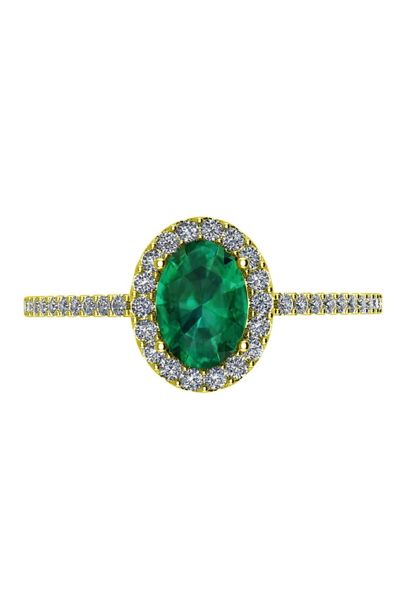 2.75 Carat Designer Classic Halo Oval Cut Emerald Diamond Engagement Ring (2 Ct Center AAA+ Heirloom Quality) 14K Yellow Gold Size: 6.5