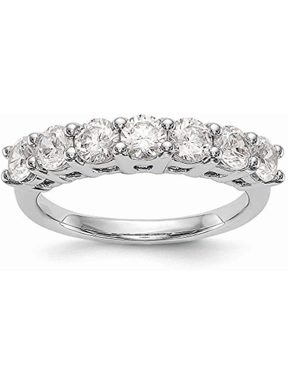 2 Carat Round 7-Stone Diamond Wedding Anniversary Stackable Ring Band Value Collection Platinum Size-9.0