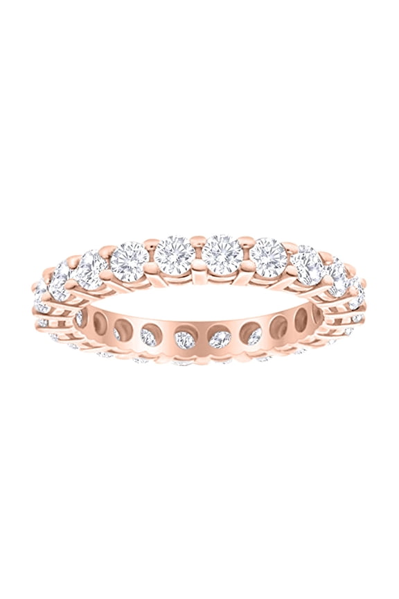 2 Carat (ctw) Round LAB GROWN Diamond Ladies Eternity Wedding Anniversary Stackable Ring Band Ultra Premium Collection (E-F Color VS2-SI1 Clarity) 14K Rose Gold Size-9.5