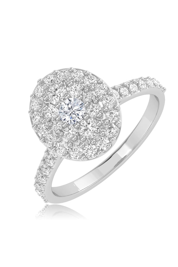 2 Carat t.w. LAB GROWN Diamond Cluster Engagement Ring (E-F Color VS2-SI1 Clarity) Platinum Size: 9