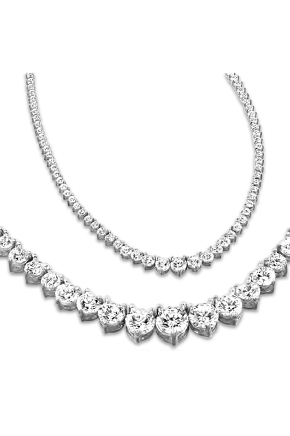 3 to 20 Carat LAB GROWN Round 17" Graduating Diamond Tennis Riviera Necklace 3 Prong Premium Collection (E-F Color, SI1-SI2 Clarity) 14K White Gold 6 Carat