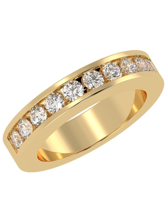 3/4 Carat (ctw) Round Diamond Ladies Channel Set Half-Way Semi-Eternity Wedding Anniversary Stackable Ring Band Value Collection 14K Yellow Gold Size-7