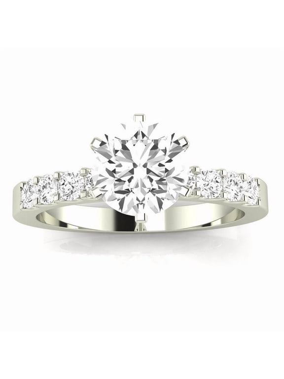 3 Carat IGI Certified t.w. Classic Prong Set Round LAB GROWN Diamond Engagement Ring with a 2 Carat Center Stone (H-I Color VS1-VS2 Clarity) Platinum Size: 5