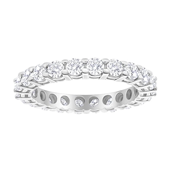 Houston Diamond District 3 Carat (ctw) Round Diamond Ladies Eternity Wedding Anniversary Stackable Ring Band Value Collection Platinum Size-9