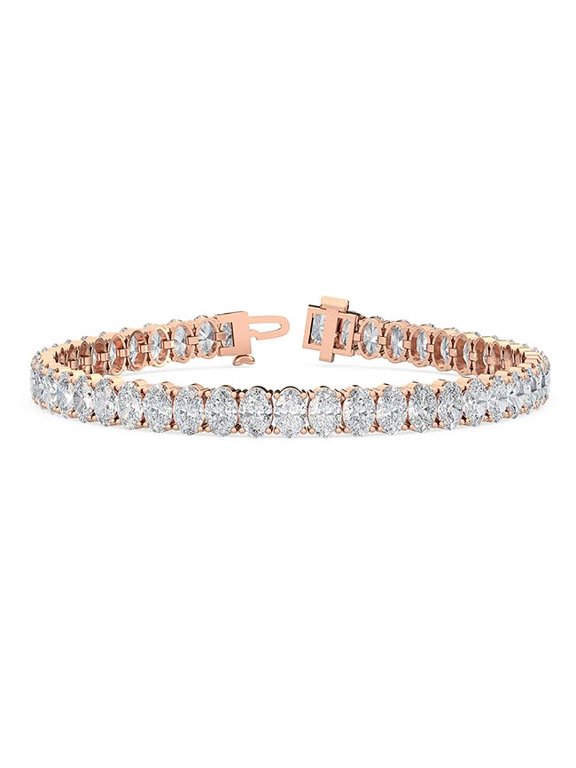 5-20 Carat Diamond Tennis Bracelet | EGL Certified Lab Grown Diamond Bracelet Line 7" | Oval Lab Diamond Tennis Bracelet | FG-VS1-VS2 Quality 14K Rose Gold 5 Carat