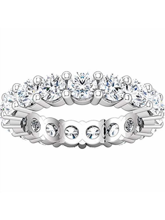 6 Carat Round Diamond Ladies Eternity Wedding Anniversary Stackable Ring Band Value Collection Platinum Size: 6