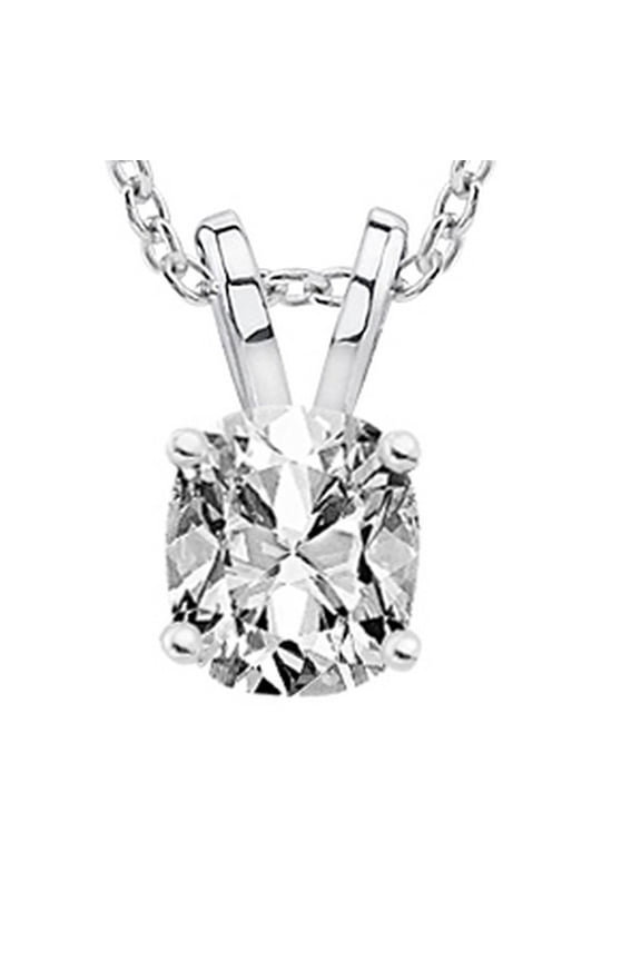IGI Certified LAB-GROWN Cushion Cut Diamond Pendant Necklace 4 Prong Premium Collection (F-G Color, VS1-VS2 Clarity) Platinum 16" Gold Chain 4 Carat