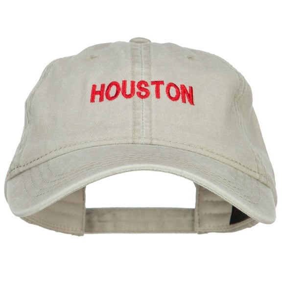 Houston Embroidered Washed Buckled Cap - Khaki OSFM