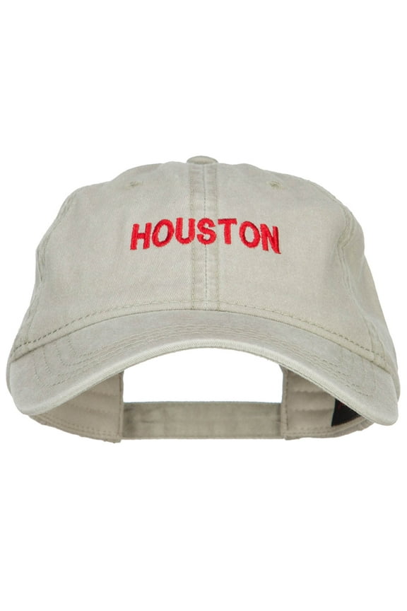 Houston Embroidered Washed Buckled Cap - Khaki OSFM