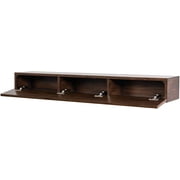 Houston Floating Wood Mantel Shelf - Mocha 72 Inch | Beautiful Wooden Rustic Shelf with Hidden Storage Compartment - Mantels Direct