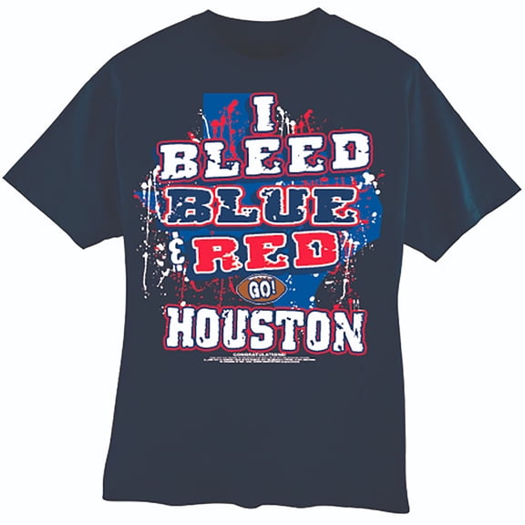 Houston Football "I Bleed Blue & Red - GO Houston!" Blue T-shirt