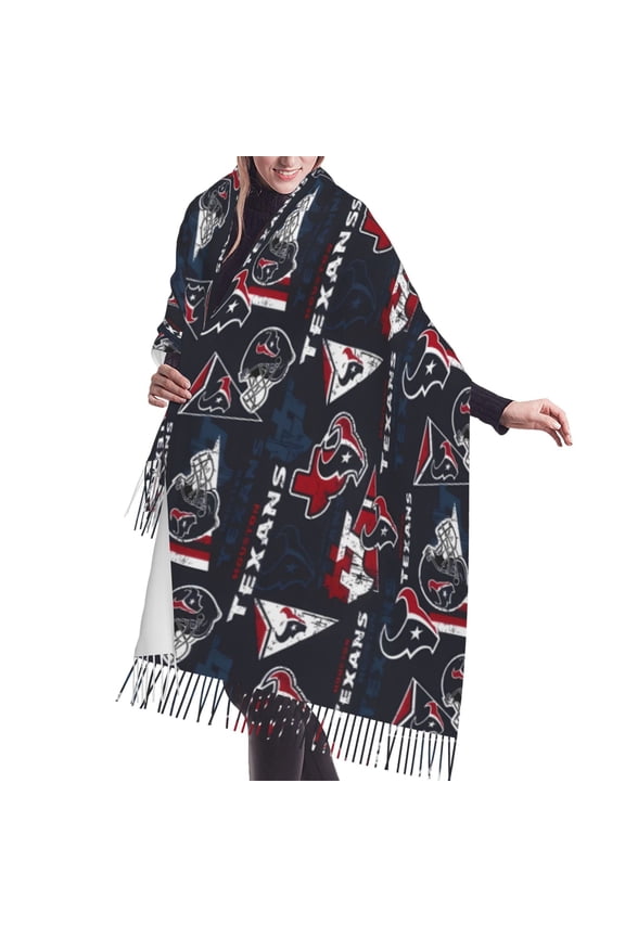 Houston Football Team Cashmerette Fringed Scarf Fan Gift Warm shawl can be a great gift for friends and loved during