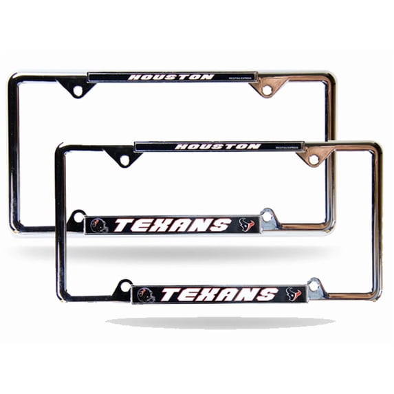 Houston Football Texans EZ View Chrome Metal (2) License Plate Frame Set