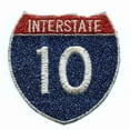 thumbnail image 1 of Houston Freeway Interstate 10 I-10 Sign Embroidered Iron on Glitter Sparkle Patch Bling, 1 of 1