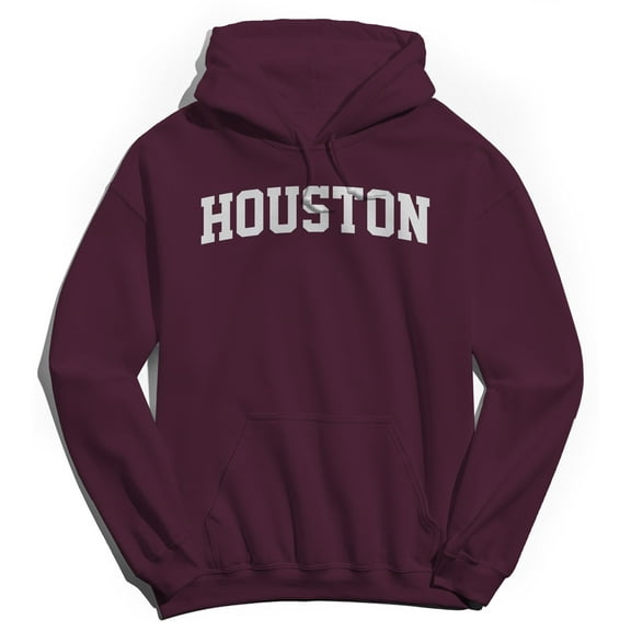 Houston Graphic Maroon Men's Cotton Pullover Hoodie