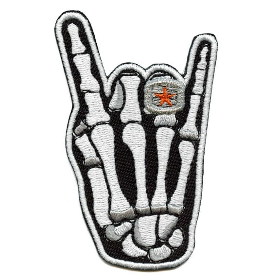 Houston H-Town Skeleton Hand Patch Star Ring Embroidered Iron On