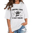thumbnail image 1 of Houston I Have So Many Problems Graphic T Shirt Raccoon Pattern Tops Raccoon In Space Shirt Retro 90s Funny Tee White,M, 1 of 5