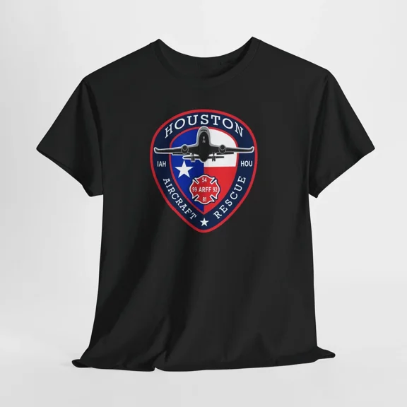 Houston IAH Airport Aircraft Rescue Fire Station Patch Logo Design Unisex T-Shirt, S-5XL