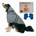 thumbnail image 1 of Houston Imports Hooded Dog Bathrobe Towel - Dog Grooming Bundle with Highly Absorbent Soft Micro-Fiber Towel Dog Robe and Pair of Dog Cleaning Gloves to Help Detangle Dog Hair while Grooming, Small, 1 of 5