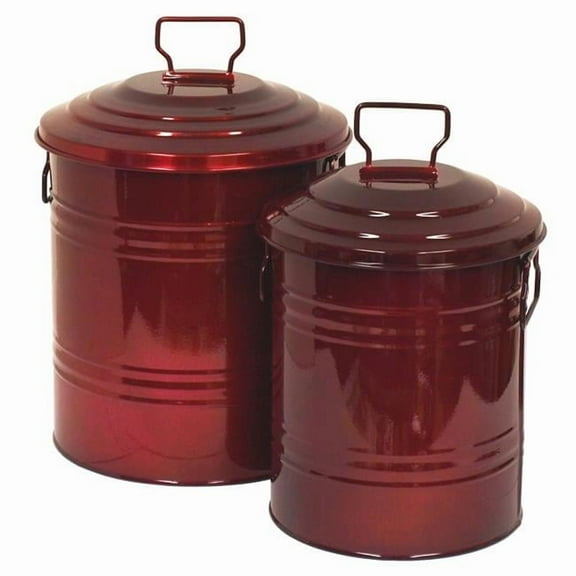 Houston International Trading 6515E GA S-2 Enameled Galvanized Steel Storage Container - Set of 2