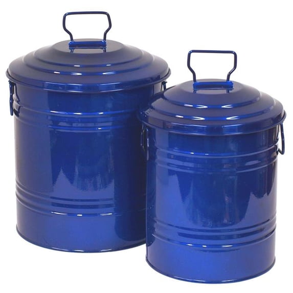 Houston International Trading 6515E S-2 GB Enameled Galvanized Steel Storage Container - Set of 2
