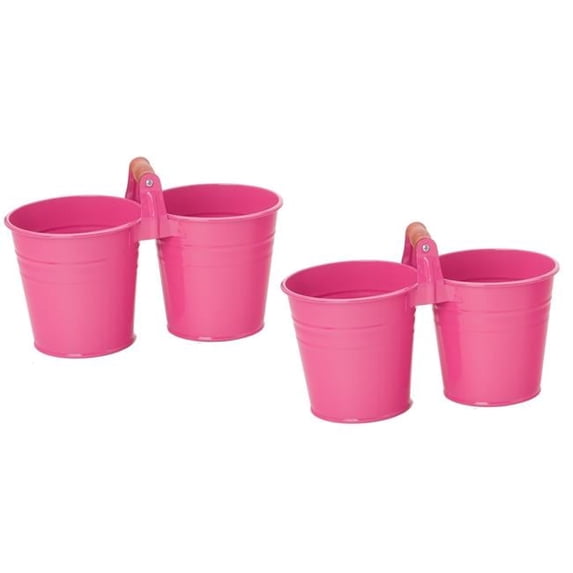 Houston International Trading 8122E HPK S-2 Enameled Galvanized Double Planter - Set of 2