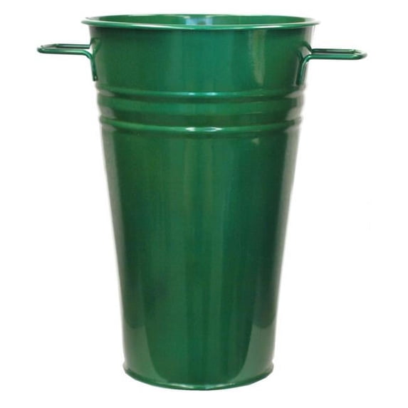 Houston International Trading 8295E GG 6.5 in. dia. x 9.5 in. Enameled Galvanized Vase, Glazed Green